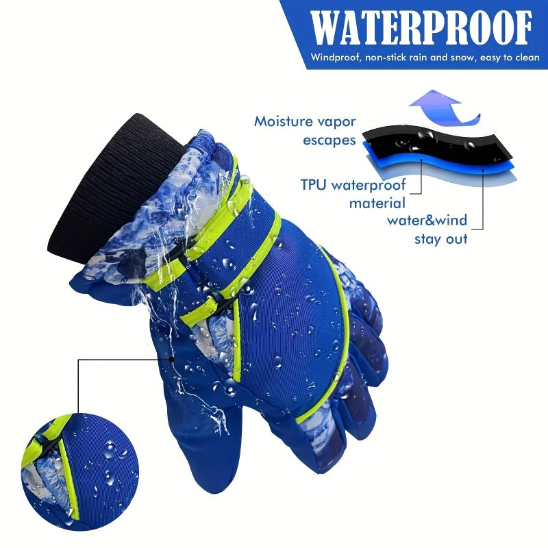 CXQRR Kids Boys Winter Ski Gloves Cold-Weather Windproof Thickening Snowboard-Mittens Outdoor for 4-7 Years Old - Image 4
