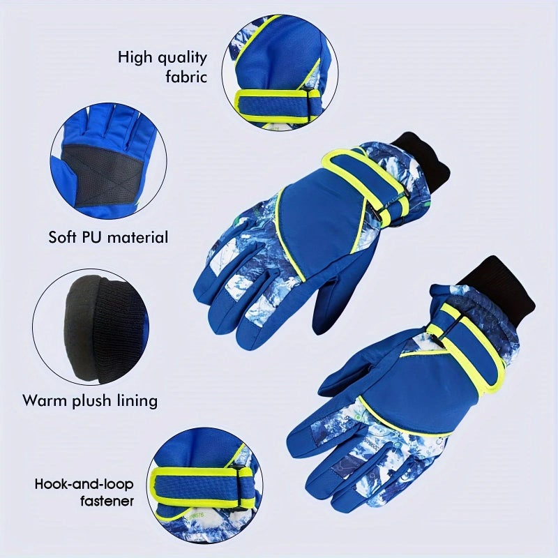 CXQRR Kids Boys Winter Ski Gloves Cold-Weather Windproof Thickening Snowboard-Mittens Outdoor for 4-7 Years Old - Image 3