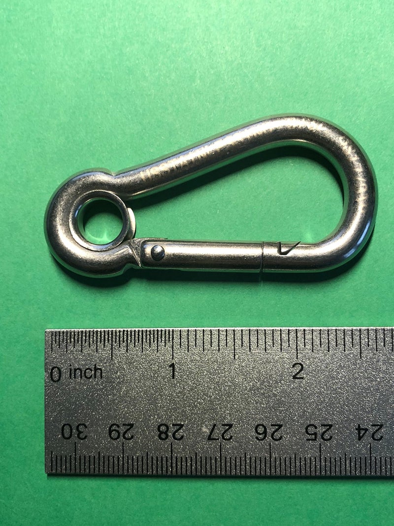 US STAINLESS Stainless Steel 316 Spring Hook with Eyelet Carabiner 9/32" (7mm) Marine Grade - Image 2