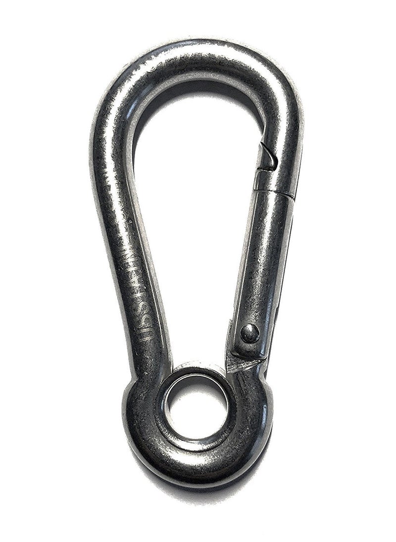 US STAINLESS Stainless Steel 316 Spring Hook with Eyelet Carabiner 9/32" (7mm) Marine Grade - Image 1