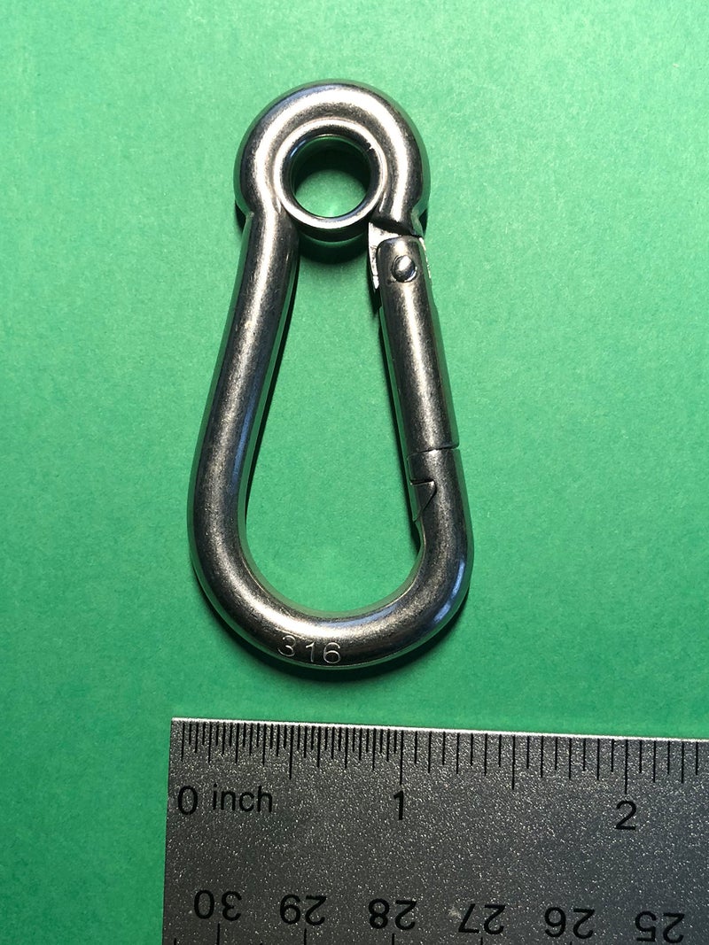 US STAINLESS Stainless Steel 316 Spring Hook with Eyelet Carabiner 9/32" (7mm) Marine Grade - Image 5
