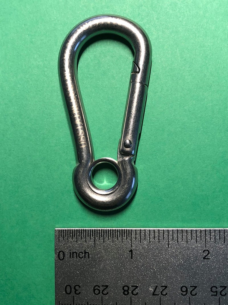 US STAINLESS Stainless Steel 316 Spring Hook with Eyelet Carabiner 9/32" (7mm) Marine Grade - Image 3