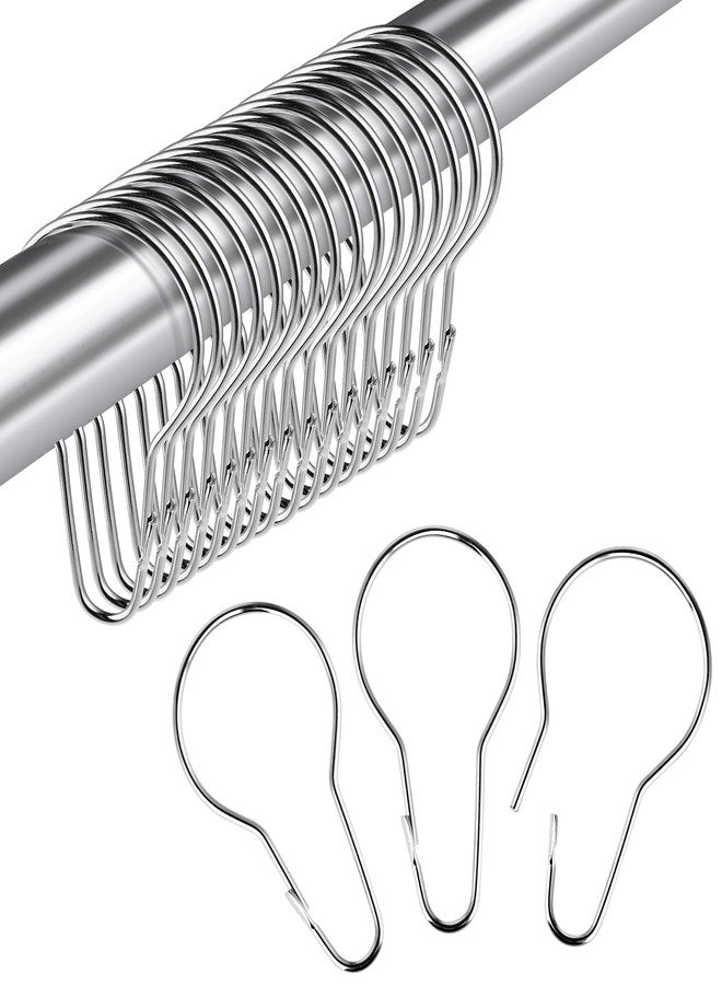 Dimeho Metal Shower Curtain Hooks 30 Pcs Rust Proof Stainless Steel Shower Curtain Rings Silver Shower Curtain Style Hanging Clip Chain Hooks for Bathroom Reusable Shower Curtain Hangers Sorting - Image 1