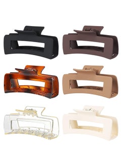 4 Inch Big Hair Claw Clips 6 Pcs Large Claw Clips for Thick Hair Square Hair Clips for Women Rectangle Hair Clips Nonslip Acrylic Banana Jaw Clips Hair Accessories for Girls  Amber