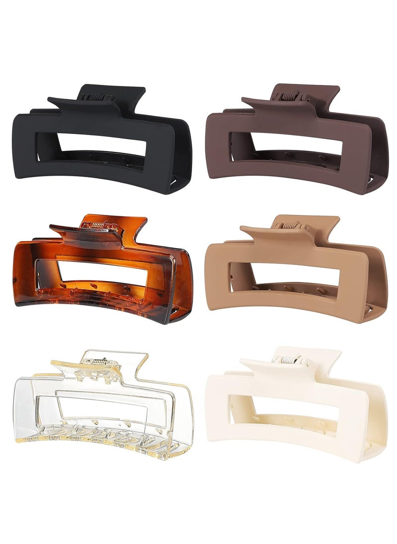 Sisiaipu - 4 Inch Big Hair Claw Clips 6 Pcs Large Claw Clips for Thick Hair Square Hair Clips for Women Rectangle Hair Clips Nonslip Acrylic Banana Jaw Clips Hair Accessories for Girls  Amber - Image 1