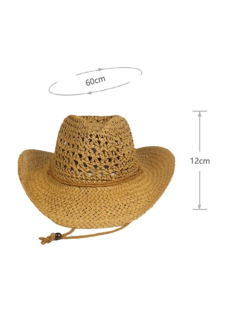 DUNISO - Straw Hats Summer Floppy Packable Panama Fedora Beach Sun Hat UPF 50+ Adjustable Chin Strap For Unisex - Image 1
