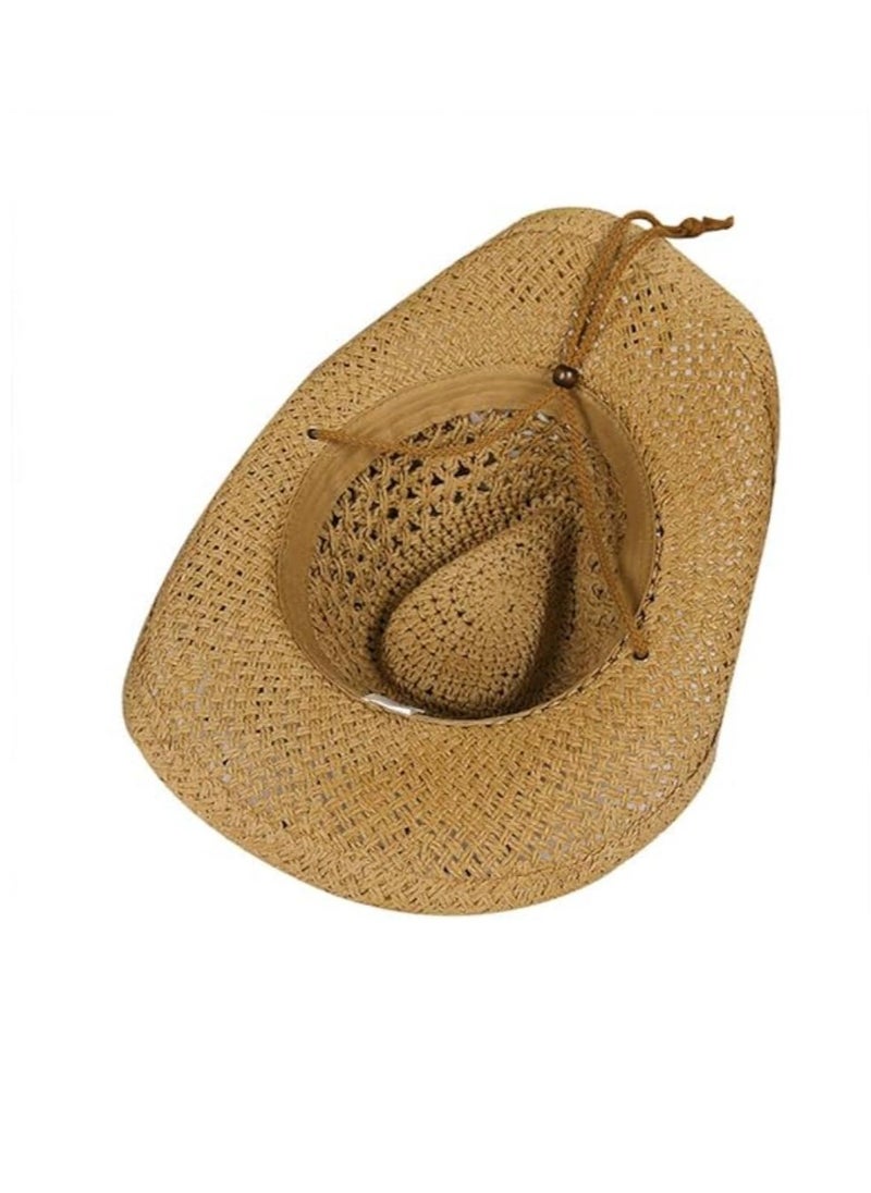 DUNISO - Straw Hats Summer Floppy Packable Panama Fedora Beach Sun Hat UPF 50+ Adjustable Chin Strap For Unisex - Image 1