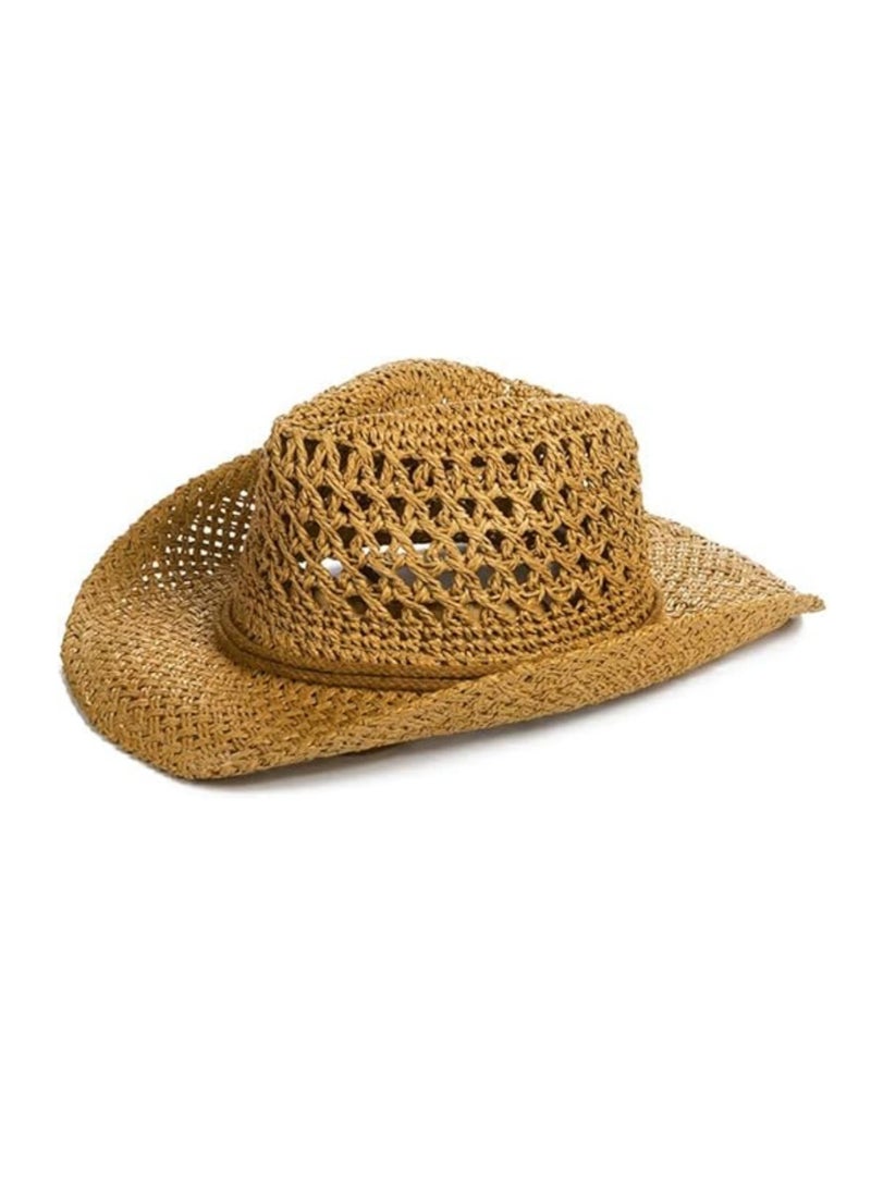 DUNISO - Straw Hats Summer Floppy Packable Panama Fedora Beach Sun Hat UPF 50+ Adjustable Chin Strap For Unisex - Image 1