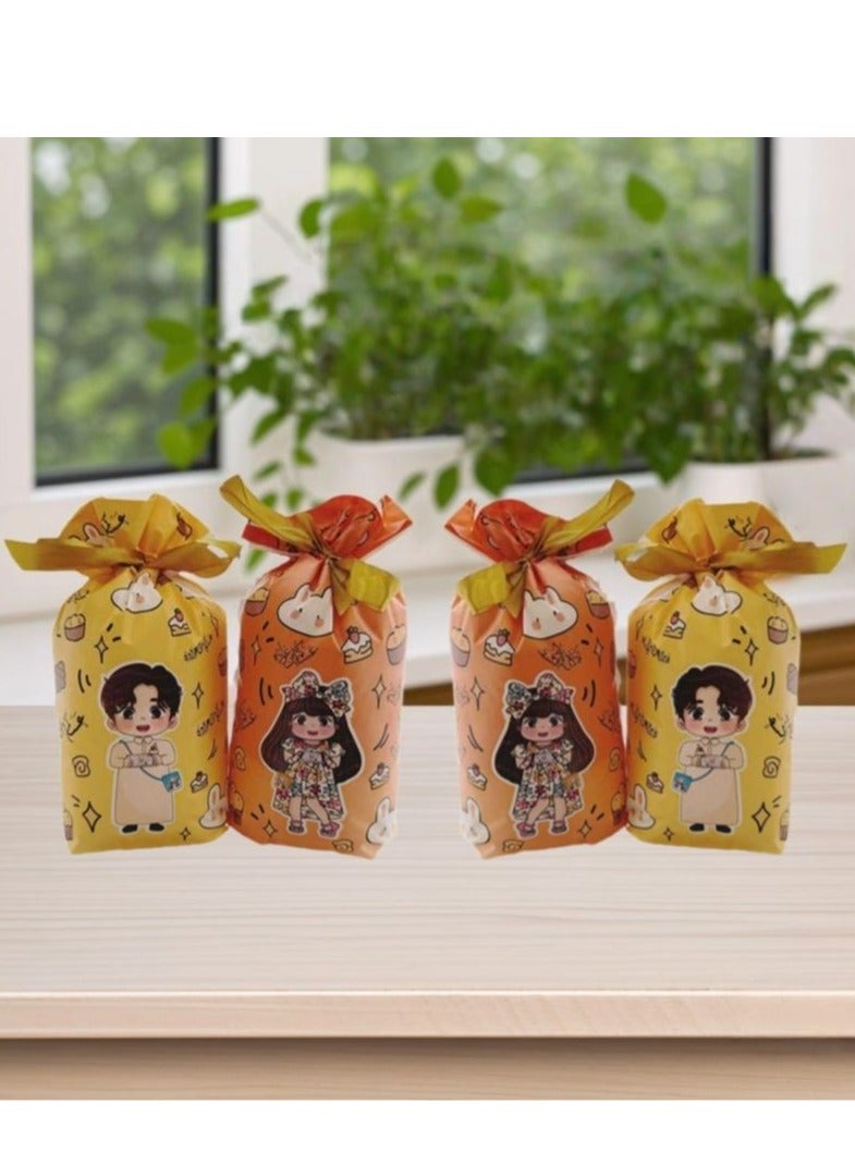 60-Piece Festive Gift Bags –2 Styles Adorable Designs with Gold Ribbon Ties for Parties & Special Occasions 