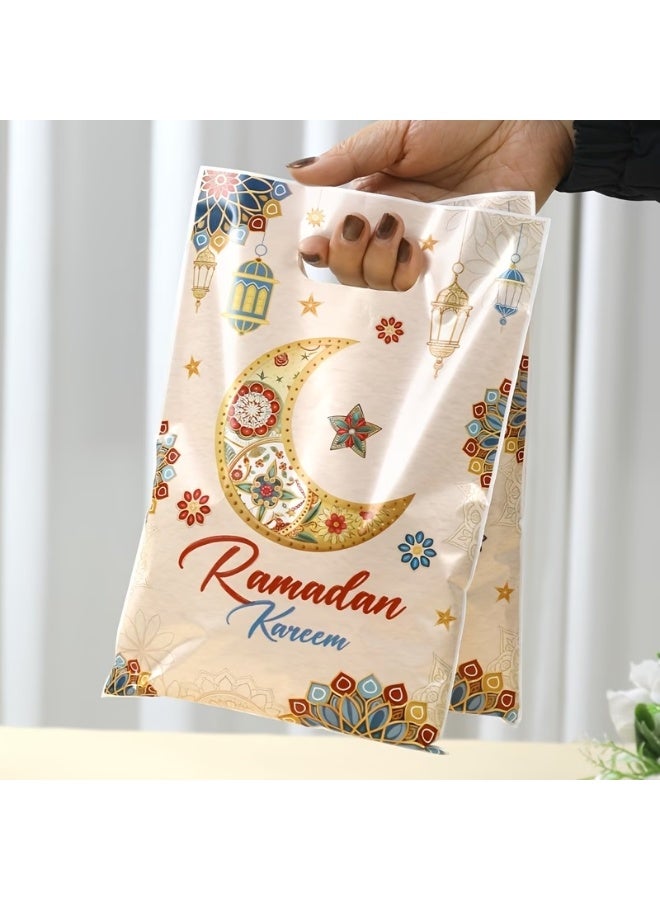 50PCS Ramadan Kareem Gift Bags – Moon Star Lantern Eid Mubarak Party Favor Bags 25×16.5cm Plastic Candy Treat Bags for Ramadan Eid Decorations - Image 3