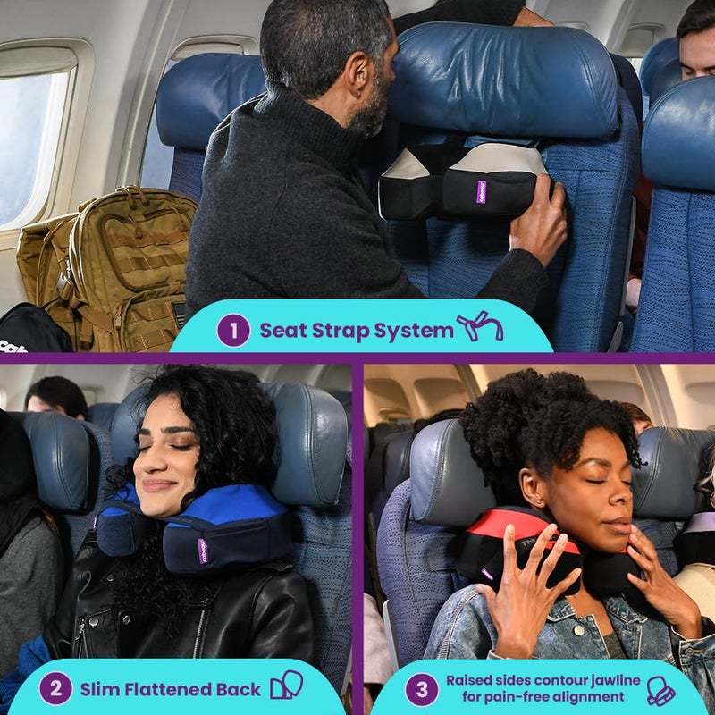 Cabeau Cabeau The Neck's Evolution, TNE S3 Travel Neck Pillow Memory Foam Airplane Pillow - Neck Pillow with Attachment Straps - 360-Degree Support for Travel, Home, Office, and Gaming - (Sydney Blue)  - Image 5