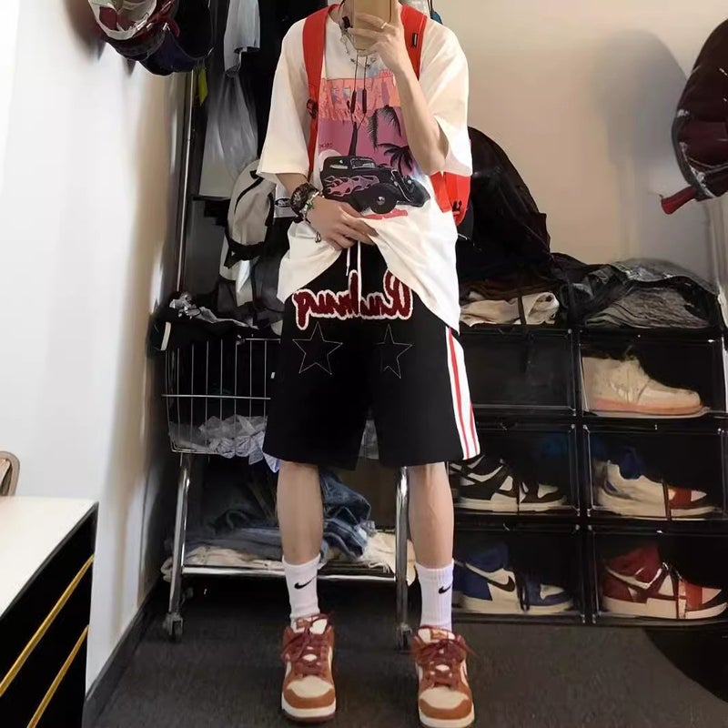Summer American Letter Shorts Boys Design Sense Fashion Brand Hiphop Casual Loose Five-Point Pants - Image 1