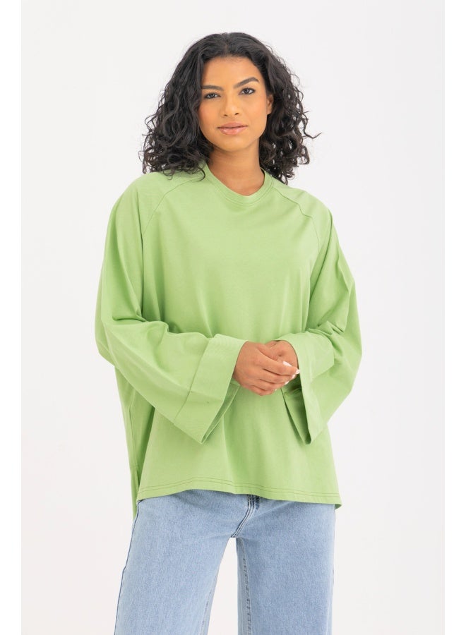 Dresscode Oversized Green Long Sleeved Top - Image 1