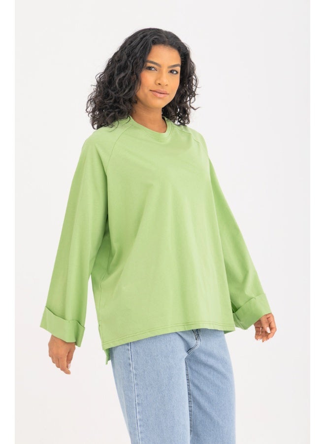 Dresscode Oversized Green Long Sleeved Top - Image 3