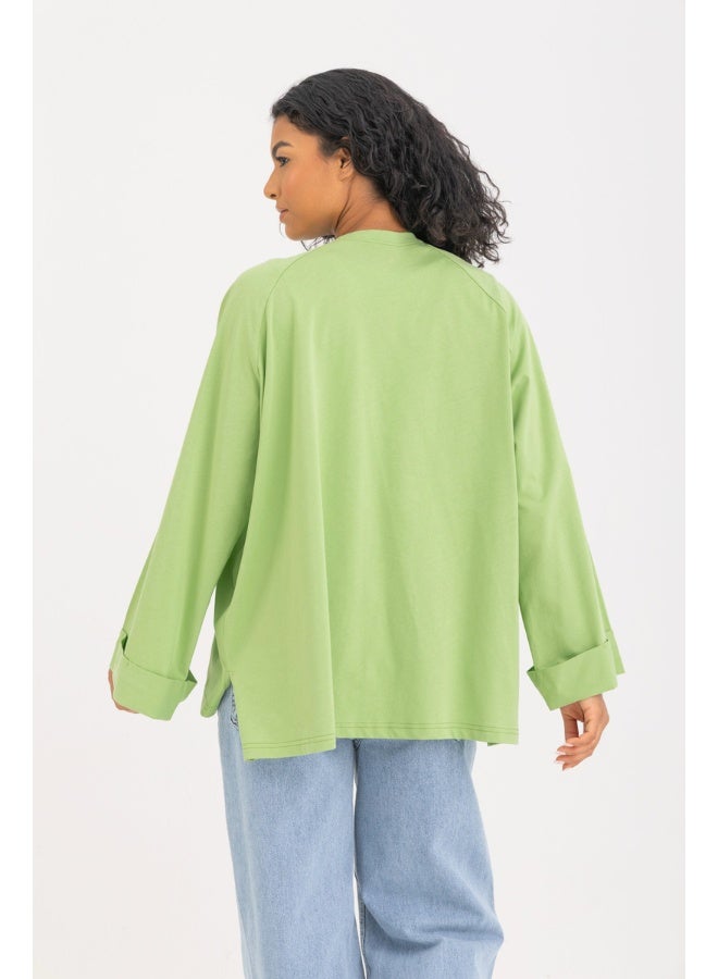 Dresscode Oversized Green Long Sleeved Top - Image 4