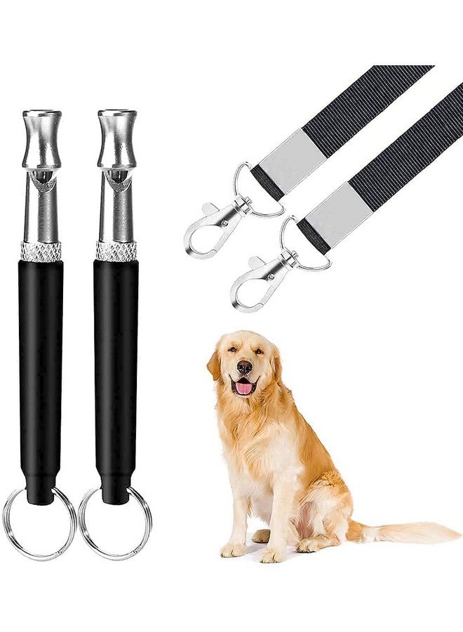 مجموعة تدريب الكلاب باستخدام صفارة الموجات فوق الصوتية عالية التردد والتحكم في النباح، مثالية للكلاب والجراء (أسود، عبوة من 2 صفارة) - Image 1