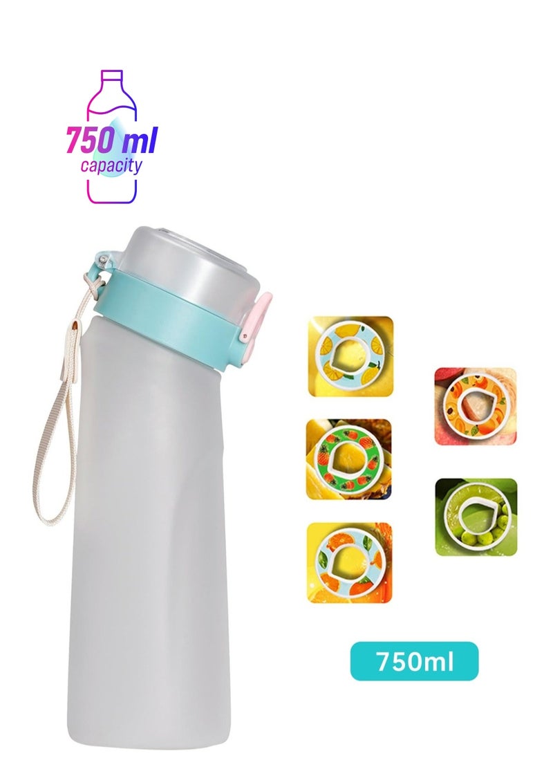 Generic A1r Up Bottle with 5 Pieces Flavoured Pods, 750ml Air Water Bottle, Scent Up Water Cup Suitable for Outdoor/Sports/Fitness/Fashion (White)  - Image 1