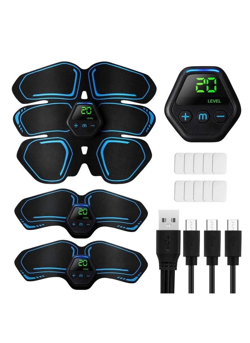 SYOSI ABS & EMS Muscle Stimulator Ab Trainer with 10 Modes 20 Levels USB Rechargeable LCD Screen Portable Muscle Trainer Abdominal Toning Belt Muscle Trainer for Abdominal Arm Leg Fitness Workouts  - Image 2
