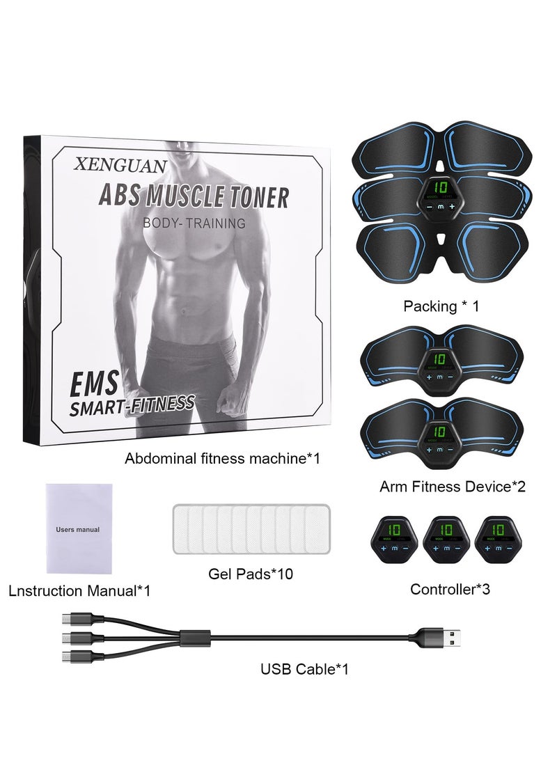 SYOSI ABS & EMS Muscle Stimulator Ab Trainer with 10 Modes 20 Levels USB Rechargeable LCD Screen Portable Muscle Trainer Abdominal Toning Belt Muscle Trainer for Abdominal Arm Leg Fitness Workouts  - Image 3