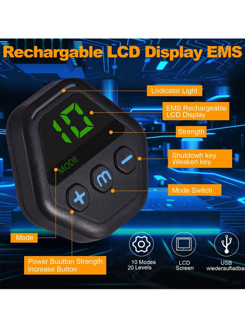 SYOSI ABS & EMS Muscle Stimulator Ab Trainer with 10 Modes 20 Levels USB Rechargeable LCD Screen Portable Muscle Trainer Abdominal Toning Belt Muscle Trainer for Abdominal Arm Leg Fitness Workouts  - Image 4