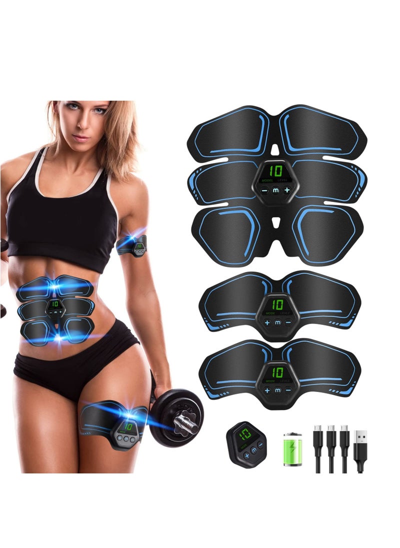 SYOSI ABS & EMS Muscle Stimulator Ab Trainer with 10 Modes 20 Levels USB Rechargeable LCD Screen Portable Muscle Trainer Abdominal Toning Belt Muscle Trainer for Abdominal Arm Leg Fitness Workouts  - Image 1