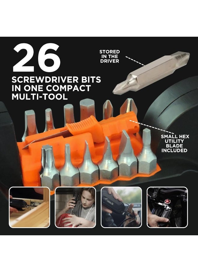 KELVIN 36-in-1 Screwdriver Kit with 26 Screwdrivers, Tape Measure, Hammer, Corkscrew and Other Unusual Useful Gadget - Complete Versatile Tool Box for DIY