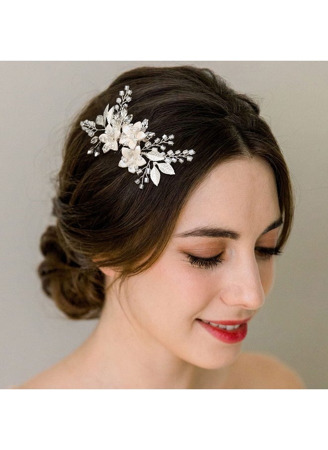 SWEETV SWEETV Wedding Hair Comb Clip Bridal Crystal Wedding Hair Accessories for Brides and Bridesmaid, Silver  - Image 3