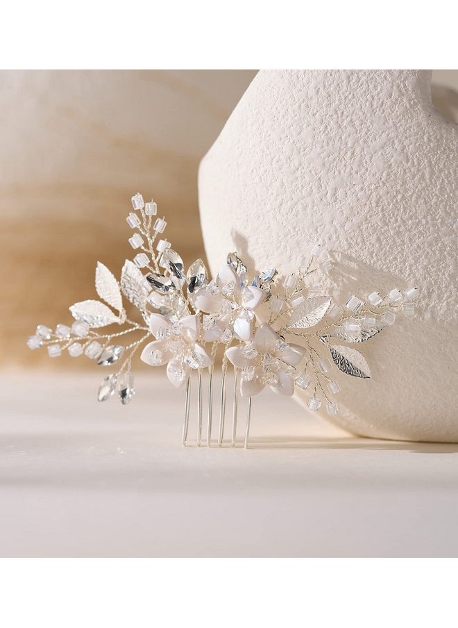 SWEETV SWEETV Wedding Hair Comb Clip Bridal Crystal Wedding Hair Accessories for Brides and Bridesmaid, Silver  - Image 1