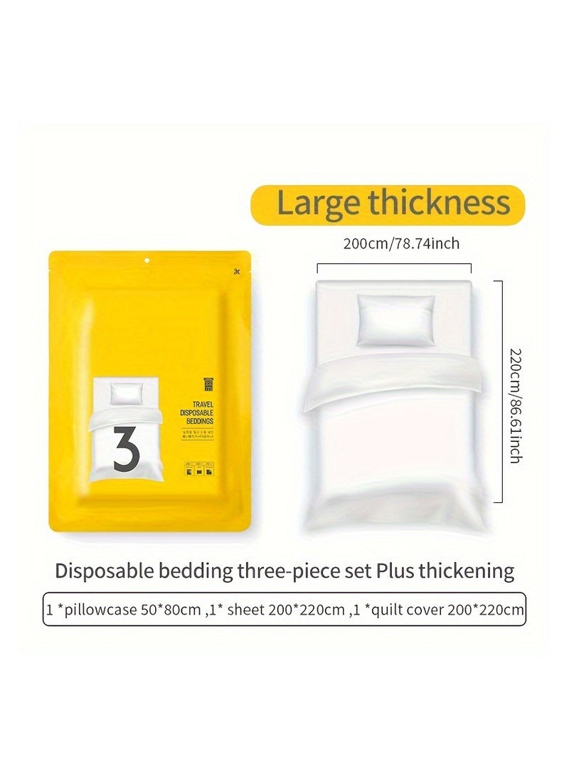3PCS Disposable Travel Bed Sheets Quilt Cover and Pillowcase, Disposable Bedding Travel Bedding Disposable Sheets for Business Travel Hotel Essentials - Image 2