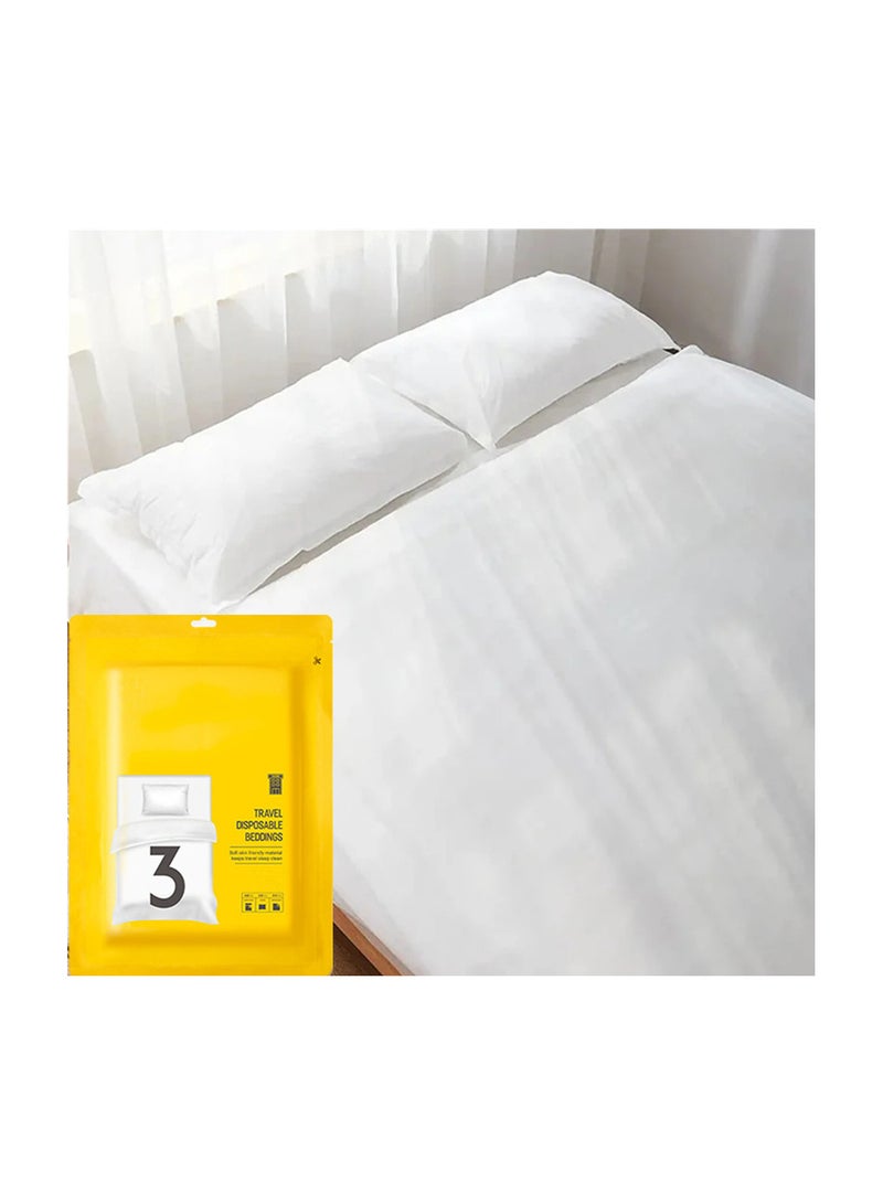 3PCS Disposable Travel Bed Sheets Quilt Cover and Pillowcase, Disposable Bedding Travel Bedding Disposable Sheets for Business Travel Hotel Essentials - Image 4