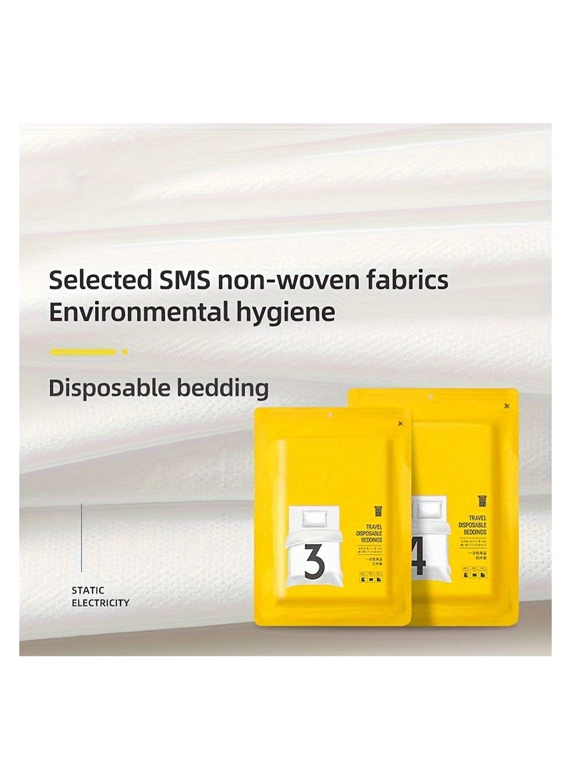 3PCS Disposable Travel Bed Sheets Quilt Cover and Pillowcase, Disposable Bedding Travel Bedding Disposable Sheets for Business Travel Hotel Essentials - Image 5