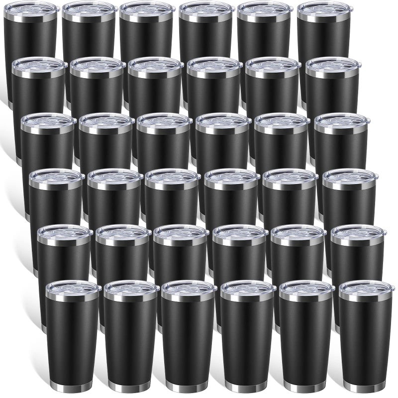 Sieral Sieral 36 Packs Stainless Steel Tumbler Bulk with Lid Vacuum Double Wall Insulated Travel Coffee Mug Powder Coated Tumbler Cup for Graduation Wedding Christmas Birthday PartyBlack 20 oz 