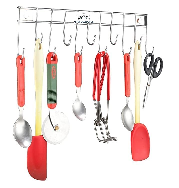 CR18 COLLECTION Stainless Steel Hook Hanger RailTowel RodHook Rail for Bathroom and Kitchen Pack of2 Silver - Image 2