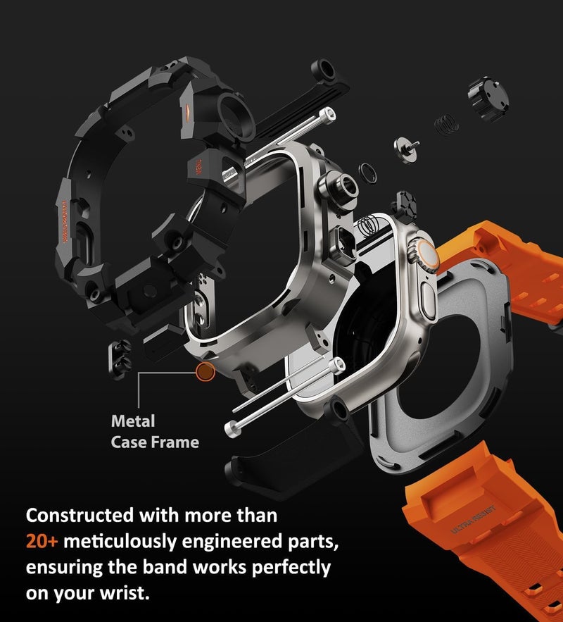 ULTIMAL Rugged Case with Band for Apple Watch 49mm,Compatible with Apple Watch Ultra 3/2/1, Military Grade Shockproof Bumper Cover for iWatch Tactical Band Men (49mm,Orange) - Image 5