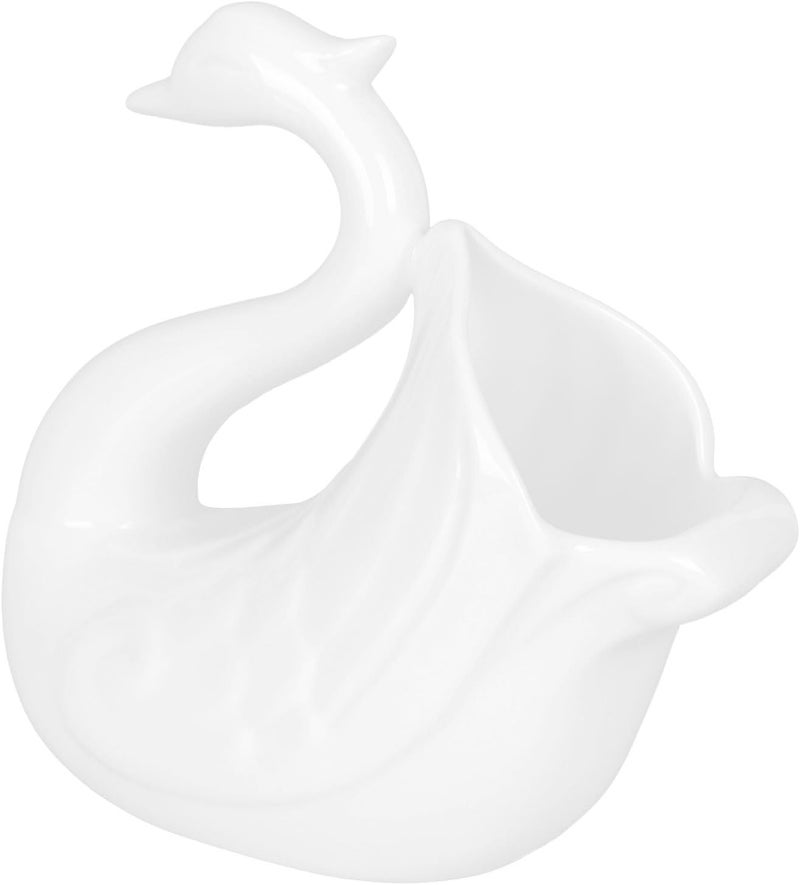 BETOOKY White Ceramic Swan Chopsticks Holder Tableware Bucket Multi-function Kitchen Utensil Crock for Household Storage and Dining Organization - Image 1