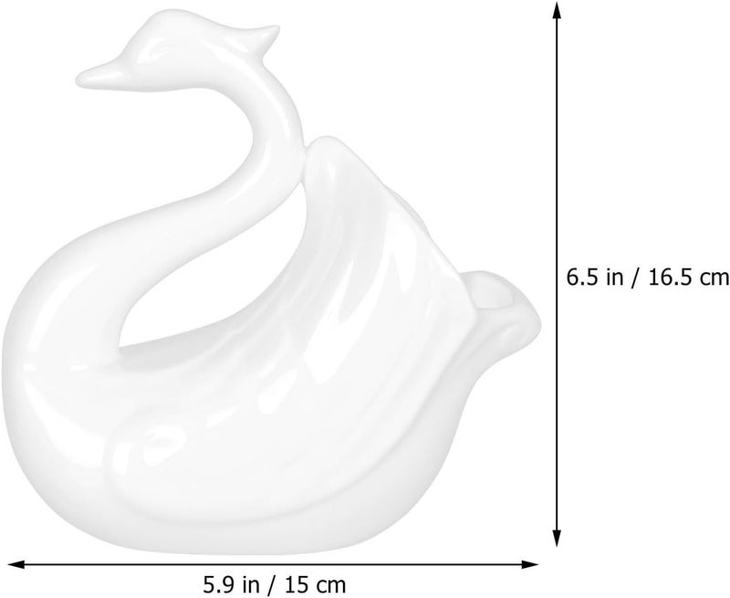 BETOOKY White Ceramic Swan Chopsticks Holder Tableware Bucket Multi-function Kitchen Utensil Crock for Household Storage and Dining Organization - Image 2