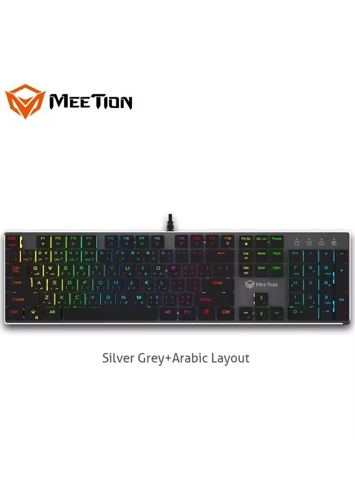 ميشين لوحة مفاتيح ميكانيكية MEETION MK80 فائقة النحافة بإضاءة خلفية RGB ومفاتيح كاملة مضادة للظلال وأغطية مفاتيح شيكولاتة فائقة النحافة ومفتاح أزرق ميكانيكي مطلي بالذهب ومنفذ USB أفضل لوحة مفاتيح للألعاب باللون الأسود - Image 4
