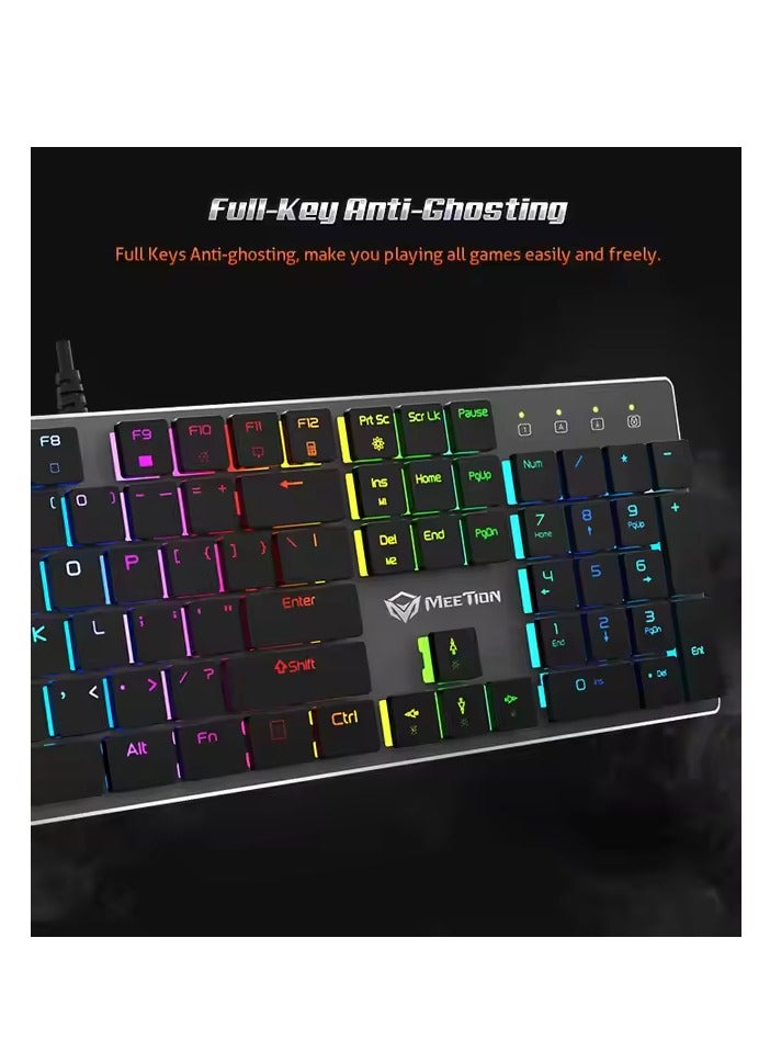 ميشين لوحة مفاتيح ميكانيكية MEETION MK80 فائقة النحافة بإضاءة خلفية RGB ومفاتيح كاملة مضادة للظلال وأغطية مفاتيح شيكولاتة فائقة النحافة ومفتاح أزرق ميكانيكي مطلي بالذهب ومنفذ USB أفضل لوحة مفاتيح للألعاب باللون الأسود - Image 5