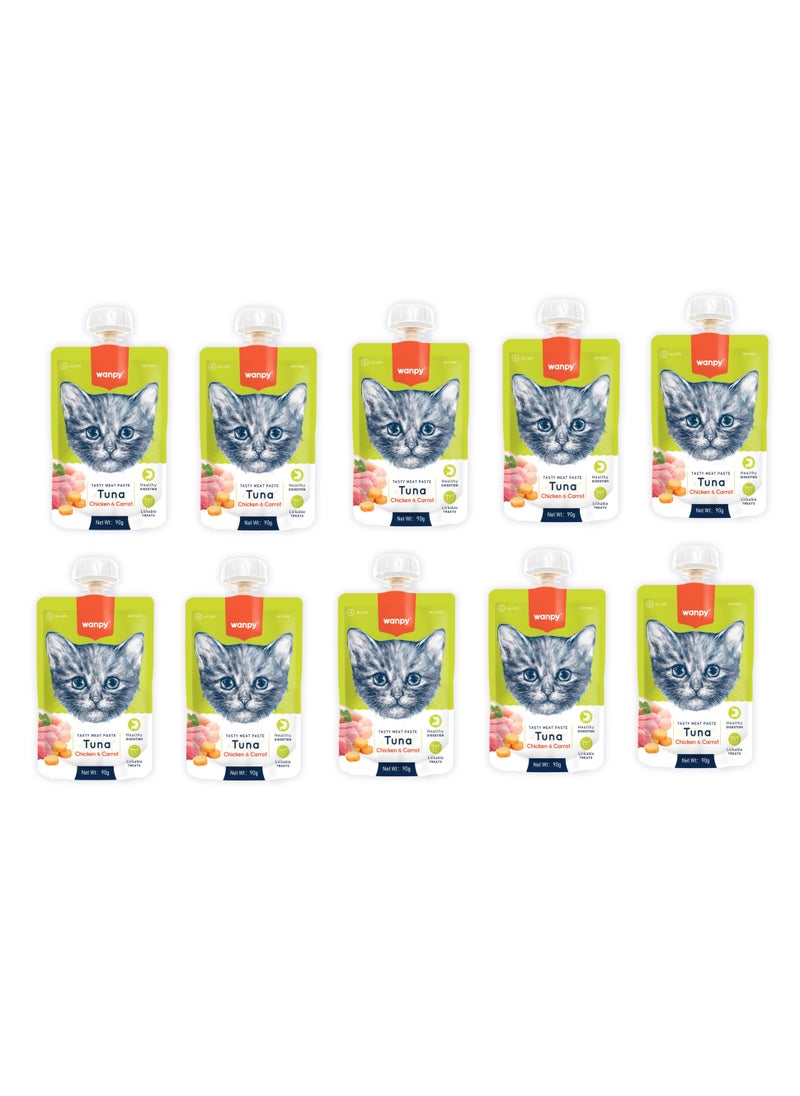 Wanpy Wanpy Tasty Meat Paste Tuna, Chicken and Carrot for Cats 90g ( 1 Box 10 Pcs )  - Image 1
