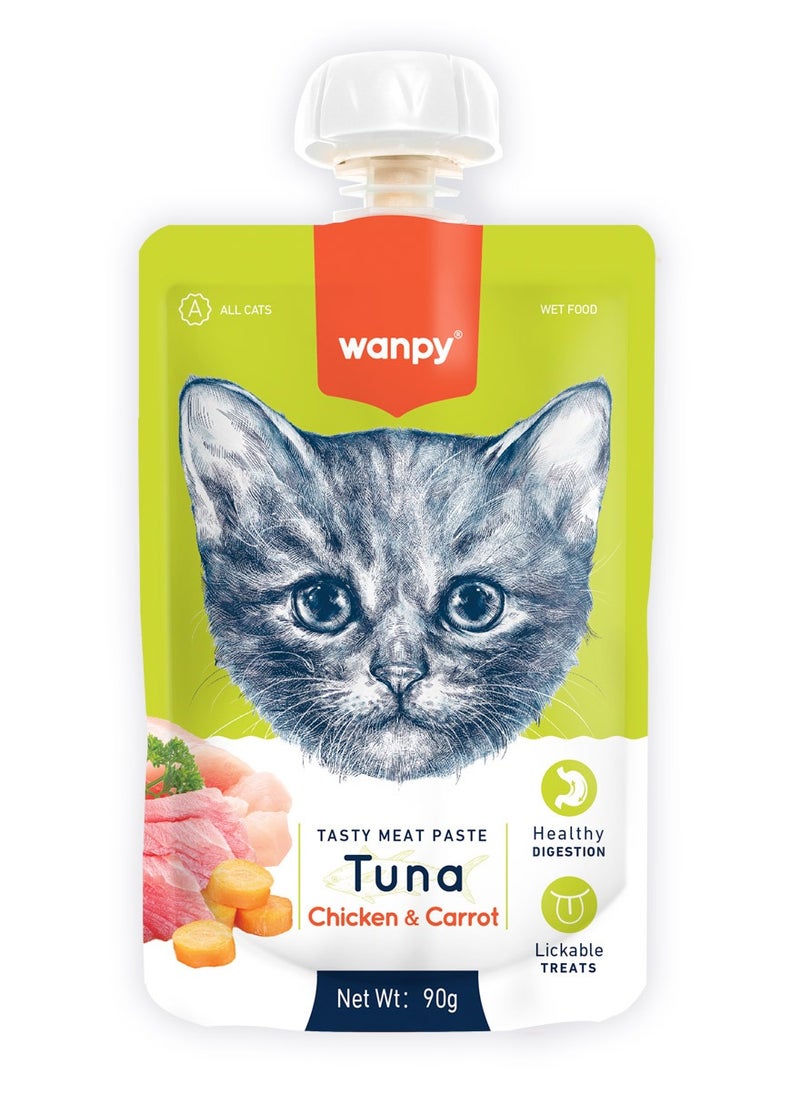 Wanpy Wanpy Tasty Meat Paste Tuna, Chicken and Carrot for Cats 90g ( 1 Box 10 Pcs )  - Image 2