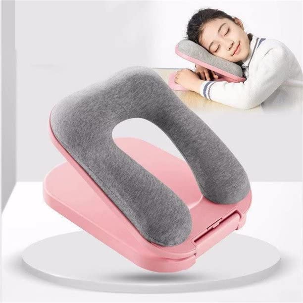Styxon Nap Pillow - Foldable U-Shaped Artifact Office Desk for Students Lunch Break Adult Nap Pillow Lunch Break Pillow for Sleeping Pillow for Airplanes, Train, Car, Office, Outdoor | Pink - Image 3