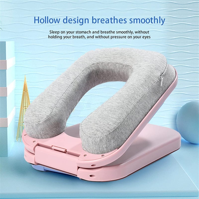 Styxon Nap Pillow - Foldable U-Shaped Artifact Office Desk for Students Lunch Break Adult Nap Pillow Lunch Break Pillow for Sleeping Pillow for Airplanes, Train, Car, Office, Outdoor | Pink - Image 4