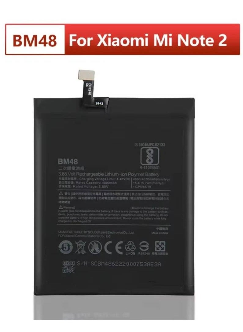 جينيكست بطارية بديلة أصلية عالية الجودة لهاتف Xiaomi Mi Note 2 (BM48) - أسود - Image 1