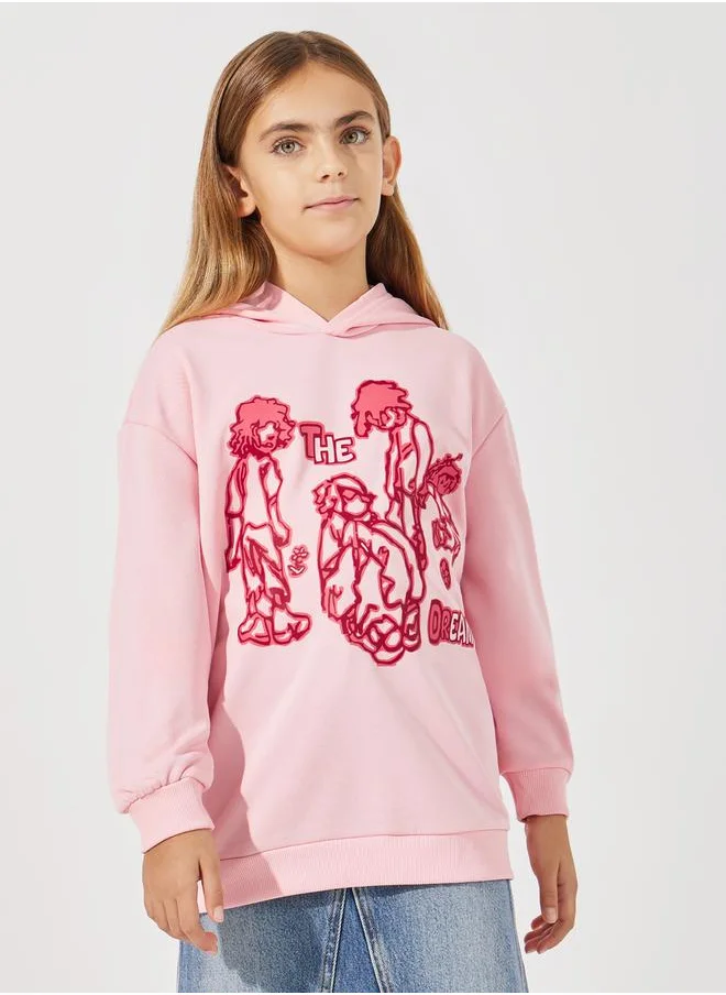 Styli Cartoon Figure Print Hoodie