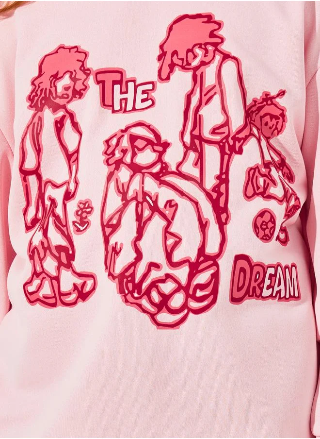 Styli Cartoon Figure Print Hoodie
