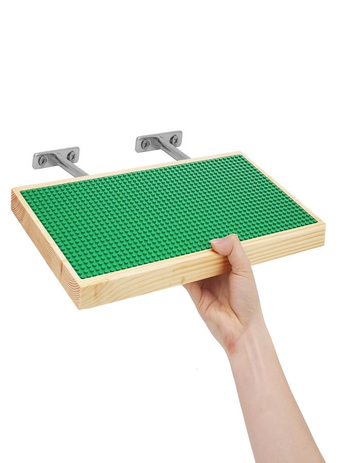Vivise Display Shelves for Building Bricks 48X24 Stud Base Plate Wooden Wall Mount Shelf Display for Wall Compatible with All Toy Block Brands (Size 16X8 Inch) (2, Green) - Image 1