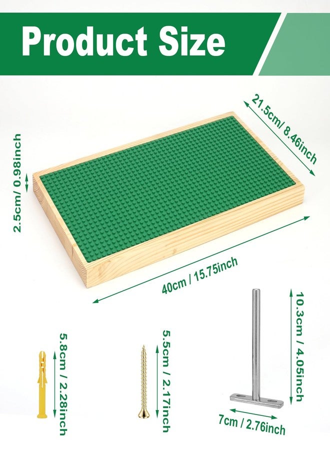 Vivise Display Shelves for Building Bricks 48X24 Stud Base Plate Wooden Wall Mount Shelf Display for Wall Compatible with All Toy Block Brands (Size 16X8 Inch) (2, Green) - Image 3