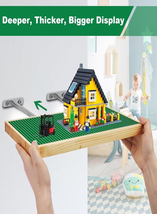 Vivise Display Shelves for Building Bricks 48X24 Stud Base Plate Wooden Wall Mount Shelf Display for Wall Compatible with All Toy Block Brands (Size 16X8 Inch) (2, Green) - Image 2