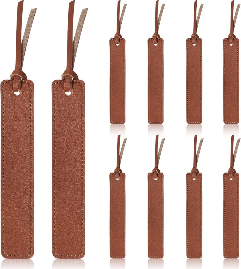 klarako 10 Pieces Leather Bookmarks Handmade Genuine Leather Page Markers Personalized Leather Bookmarks for Book Reading Bookworm Book Lovers Readers Writers Accessories (Brown) - Image 1