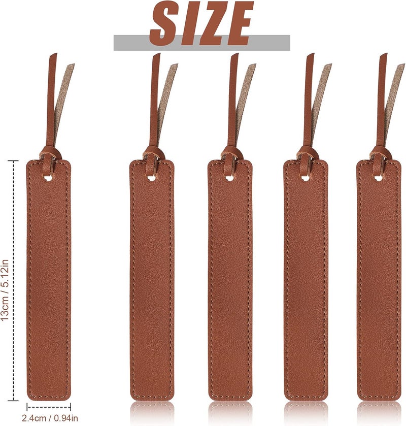 klarako 10 Pieces Leather Bookmarks Handmade Genuine Leather Page Markers Personalized Leather Bookmarks for Book Reading Bookworm Book Lovers Readers Writers Accessories (Brown) - Image 2